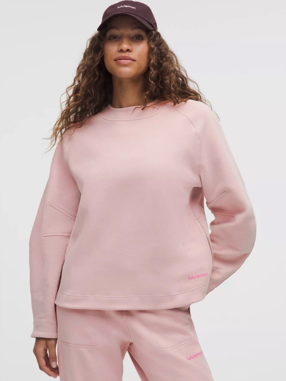 Lululemon Loungeful Relaxed-Fit Crewneck Sweatshirt Mink Berry Fleece L *Flaw - Picture 1 of 13